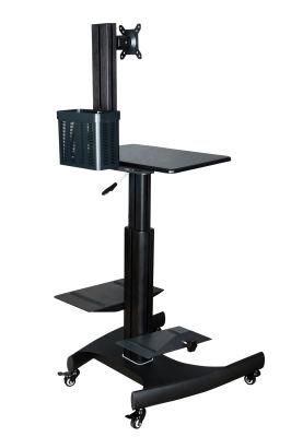 Mobile Computer Workstation Gas Lift/Trolley Single Monitor 10-24&quot; (GAS 1601)