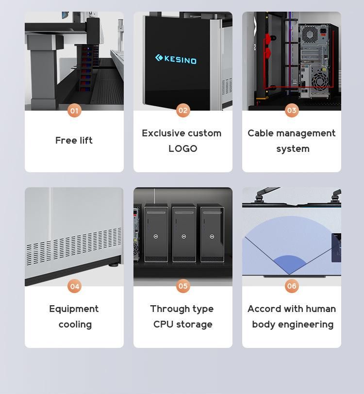Kesino Innovative It Sit/Stand Workstation Dispatching Office Furniture Manufacturer Lifting Table Control Room Consoles