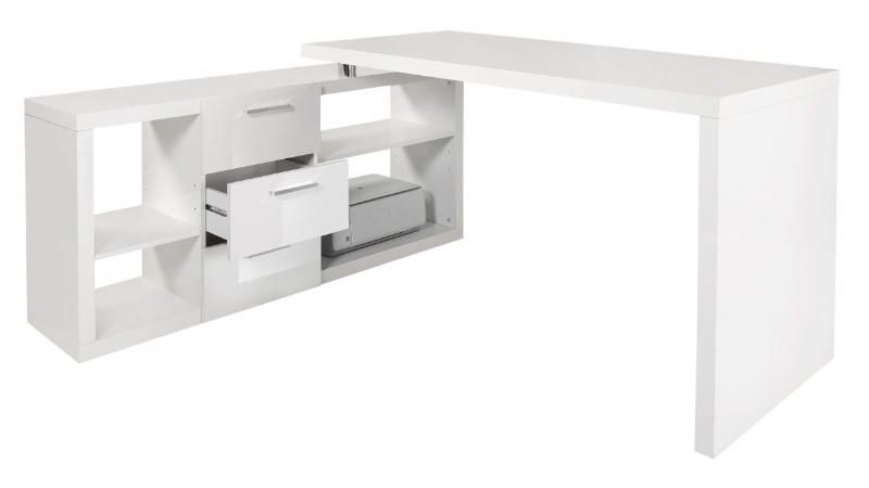 Long L-Shaped Wood Table Computer Desk Combination Shelf