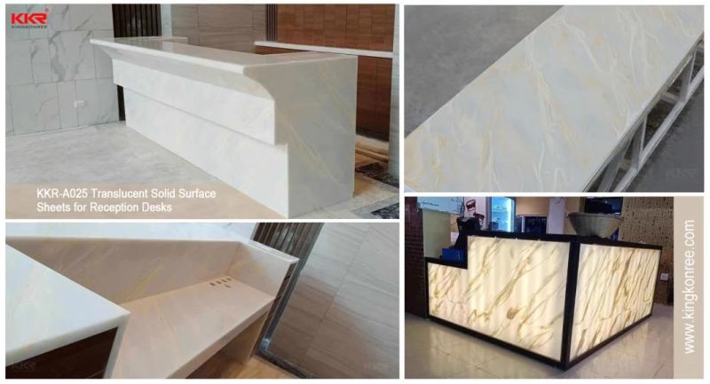 Solid Surface Artificial Stone Pure White Office Reception Desk