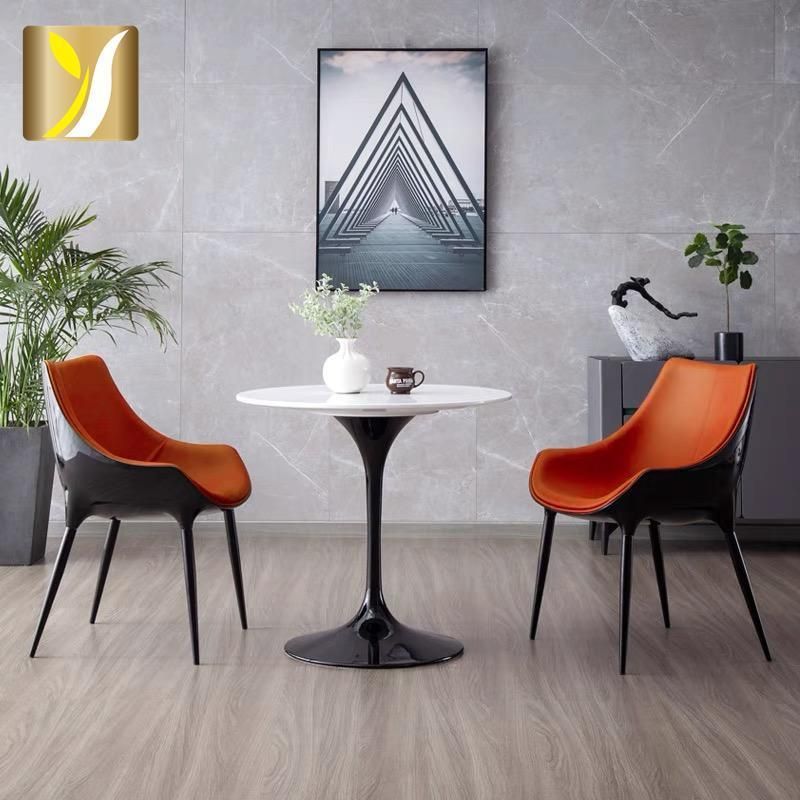 Chinese Wholesale High Quality Round Marble Top Brushed Black Stainless Steel Side Coffee Table