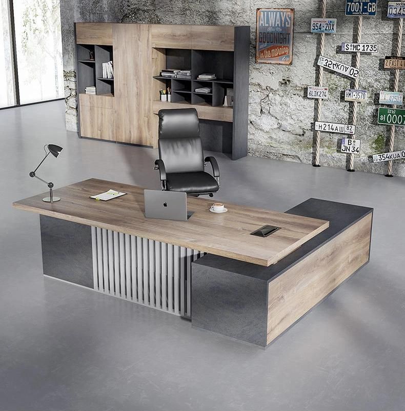 Luxury Industrial Style Office Furniture Disigner Solid Wood Executive Computer Desk