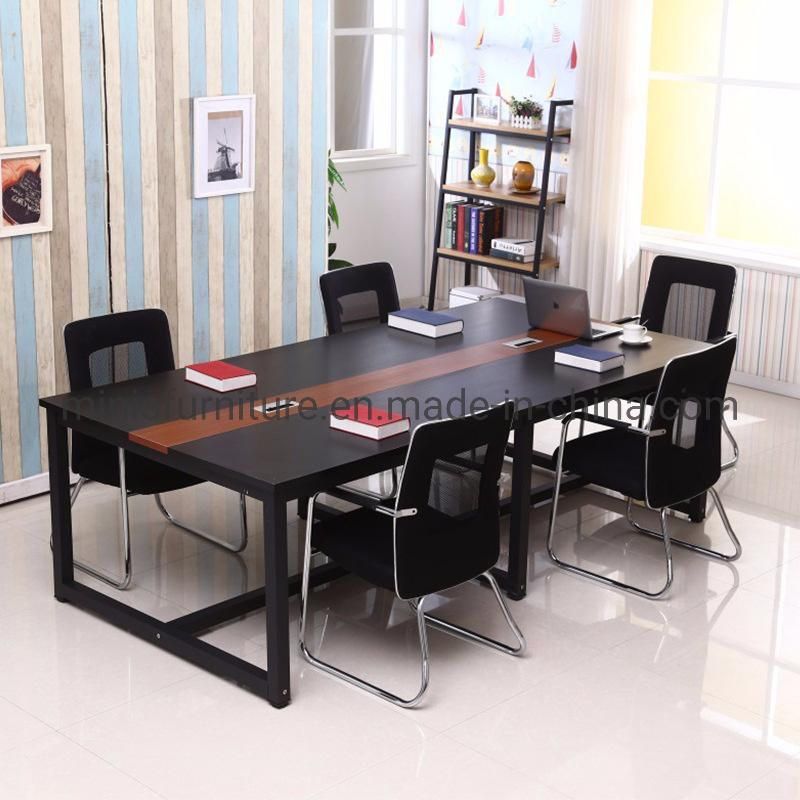 (M-CT345) Commercial Furniture Wood Color Office Table with 8 Office Chairs