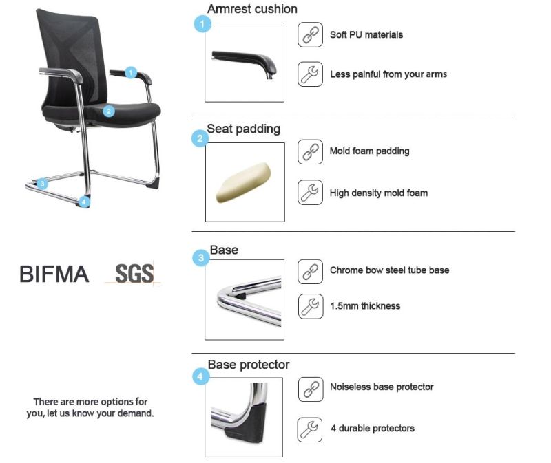 Good Service Black Asia Market Visitor Upholstered Adjustable Office Folding Stackable Chair