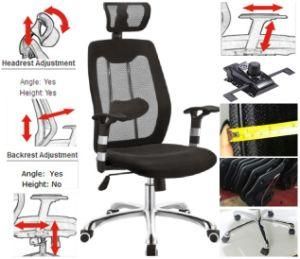 350mm Chrome Metal Base Bench Multi-Functional Plane Mechanism Swivel Mesh Conference Chair for Executive Office Seating