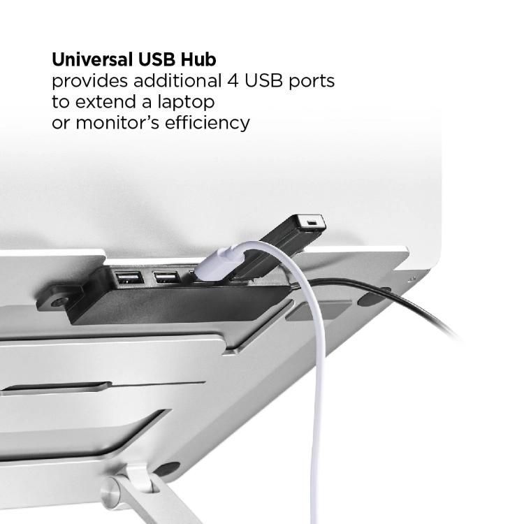 Aluminum Laptop Riser with 4 USB Ports