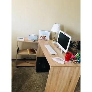 Metal Computer Writing Desk Simple Study Desk with Storage Shelves