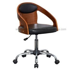 Faux Leather Retro Walnut Veneered Bentwood Home Office Chair W15845-5