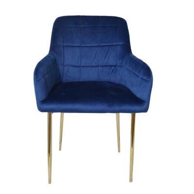 Modern Blue Velvet Fabric Dining Chair
