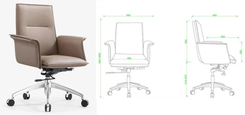 Low Back Usable PU Leather Rrevolving Modern Design Staff Meeting Room Chair