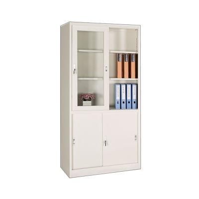 Steel Office Locker Storage Sliding Glass Door File Cabinet