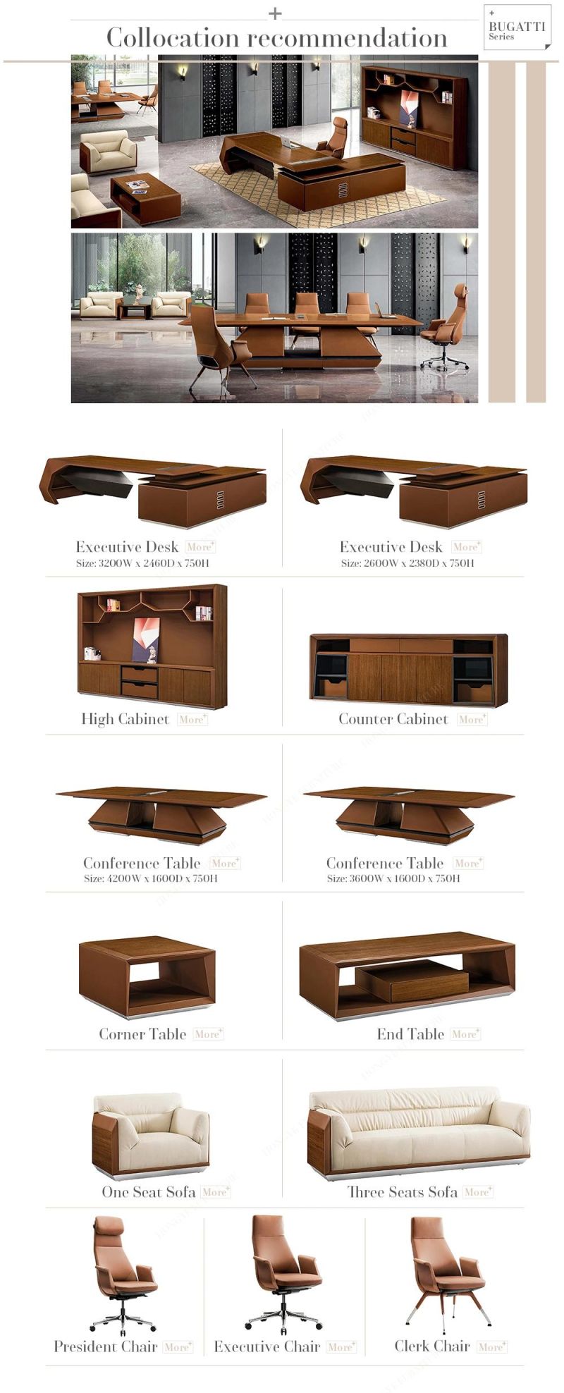 High Quality Luxury Modern L Shape Leather Wooden High End CEO Manager Executive Desk Office Furniture Office Desk