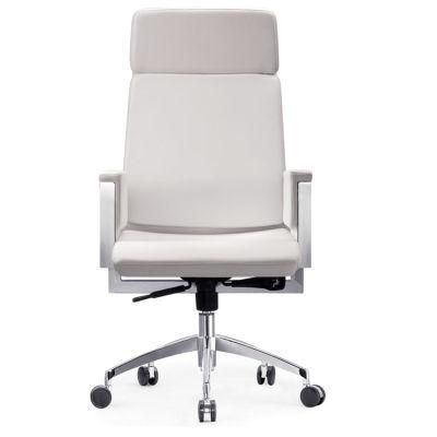 White Cow Leather Foam Type High Back Executive Office Chair