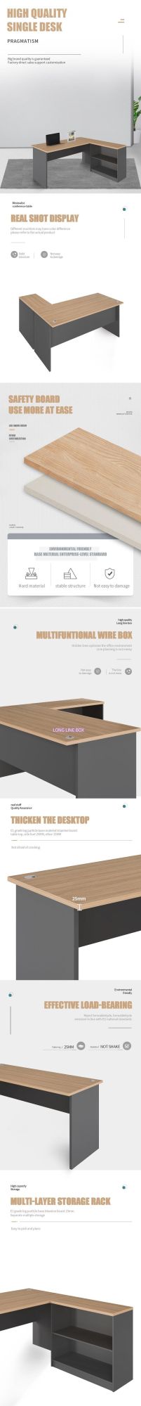 L-Shaped Modern MDF Melamine Top Study Table Computer Desk for Home and Living Room