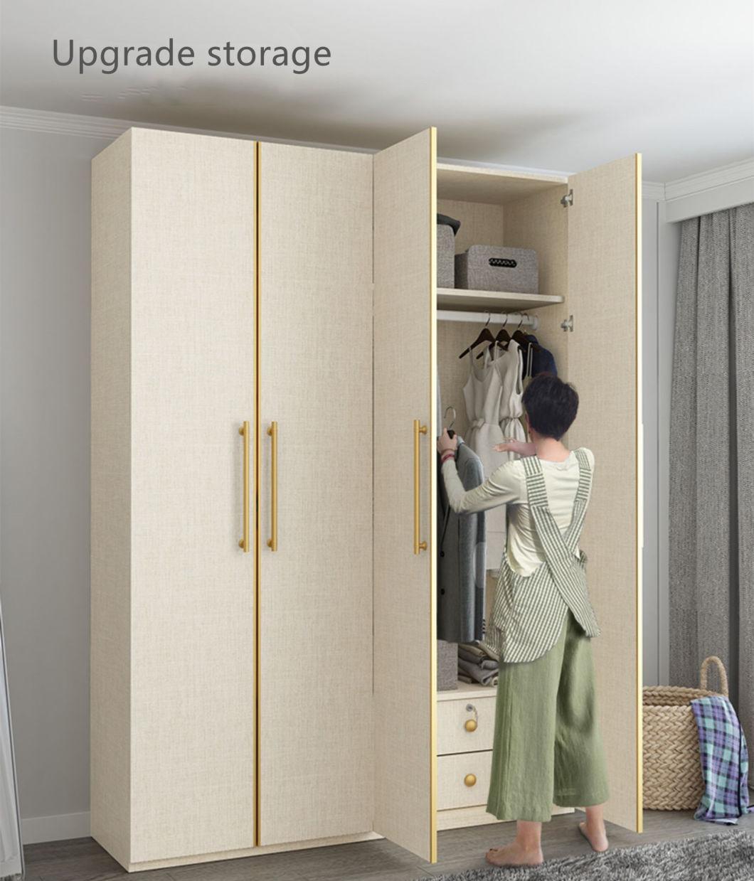 Modern Style Grey Color 6-Door Wooden Home Bedroom Furniture Wardrobe Door Handle with Mirror