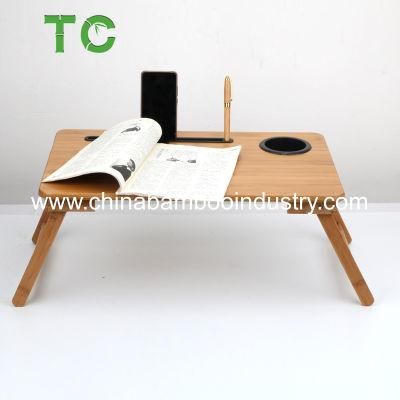 Whole Bamboo Folding Laptop Desk for Bed Laptop Table Bamboo Bed Tray with Drawer