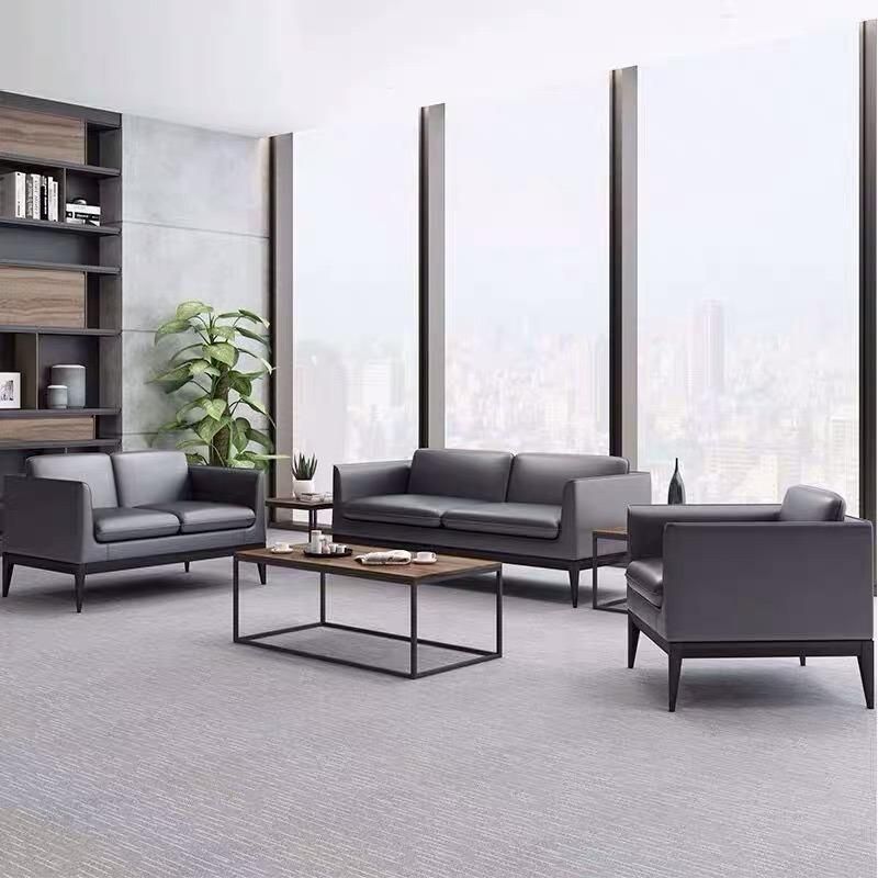 Hot Sell Modern Foshan Leather 1+1+3 Genenie Italian Leather Office Sofa Set