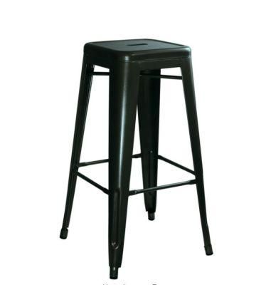 Flash Furniture Commercial Grade High Backless Black Metal Indoor-Outdoor Bar Stool with Square Seat