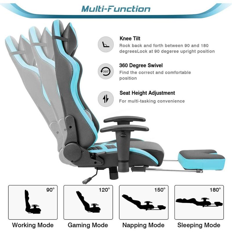 Ergonomic Custom Name High Back PU Leather Gaming Chair with Footrest