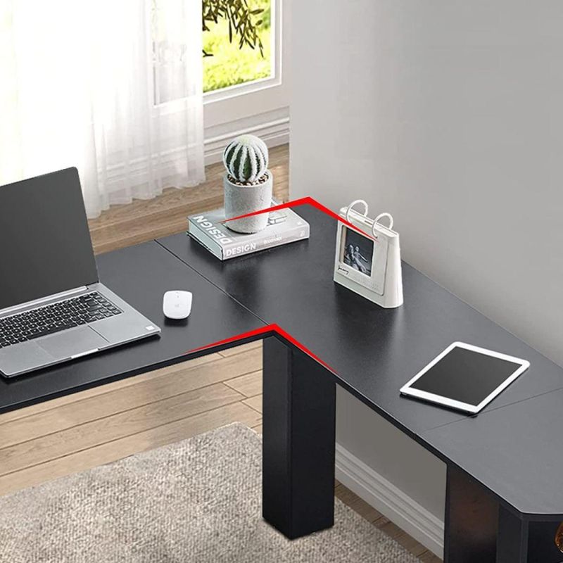 L-Shaped Computer Desk with Wider Desktop and Large Storage Space