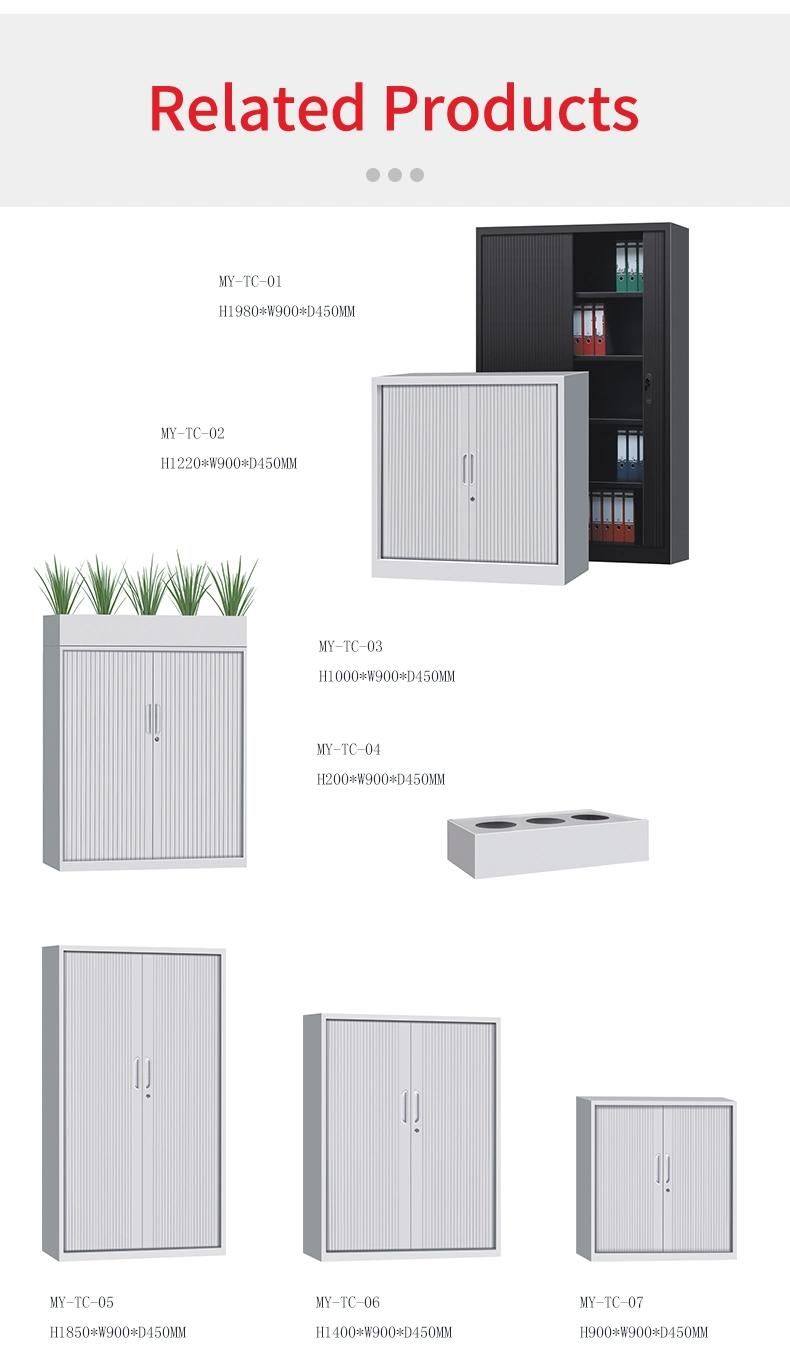 High Quality Low-Priced PVC Material Black Metal Tambour Door Cabinet