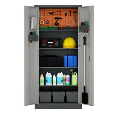 Wholesale Price Garage Storage Cabinet 2 Door Metal Storage Cabinets with 4 Mobile Shelf Filing Kabinet Lemari Besi Archivad