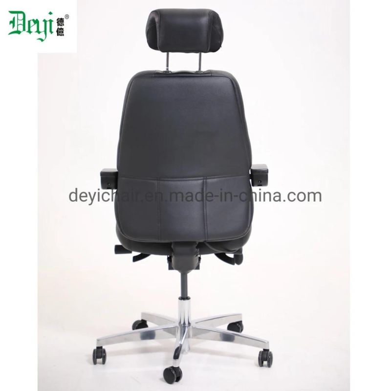 Black PU Leather Upholstery High Back Adjustable Arm Headretst Available Chrome Base Shock Proof Caster Executive Chair