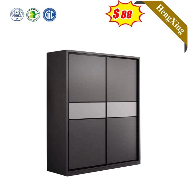 Modern Style Dark Grey Mixed White Color Bedroom Hotel Furniture Sliding Door Storage Wardrobe