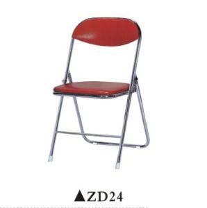 Red PU Leather Cover Wood Folding Office Chair