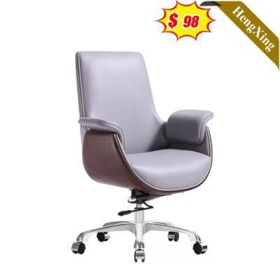 Simple Design Office Furniture Manager Chairs Height Adjustable Swivel Gray PU Leather Plywood Chair