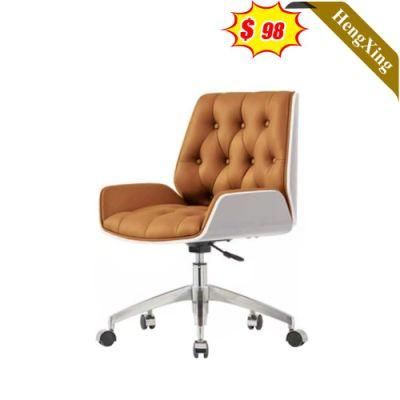 Classic Design Office Home Furniture Chairs with Wheels Swivel Low Back Brown PU Leather Chair