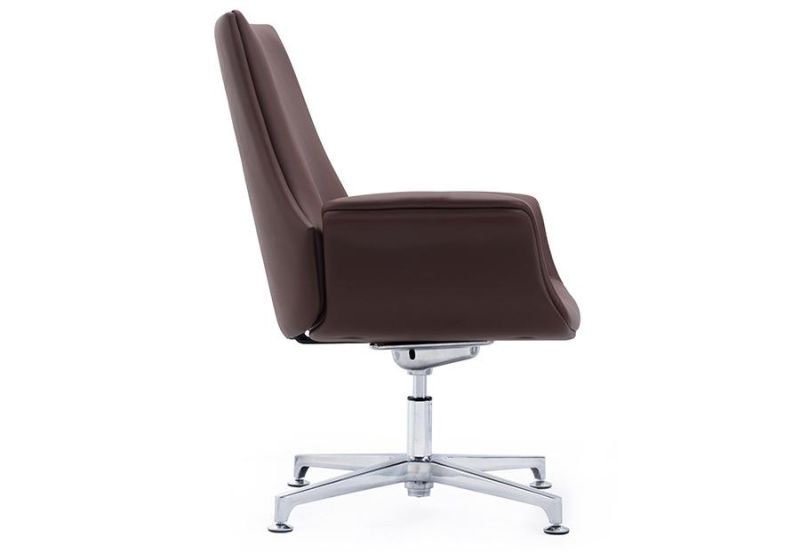 Modern Low Back Leather Reception Chair Commercial Guest Visitor Armchair