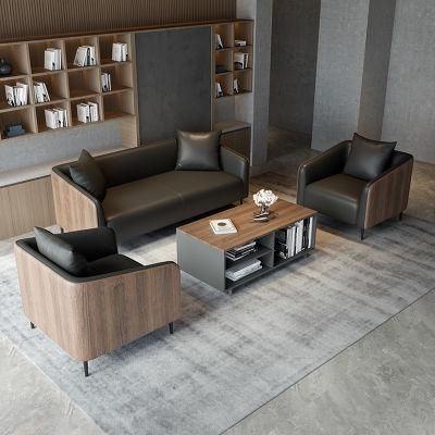 Wooden Frame Light Luxury Design Office Reception Business Discuss Commercial Leisure Modular Sofa Set