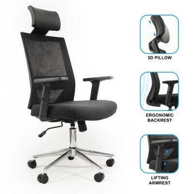 Ergonomic Office Chair with Adjustable Sponge Lumbar Support, Comfortable Thick Cushion High Back Desk Chair with Adjustable Headrest