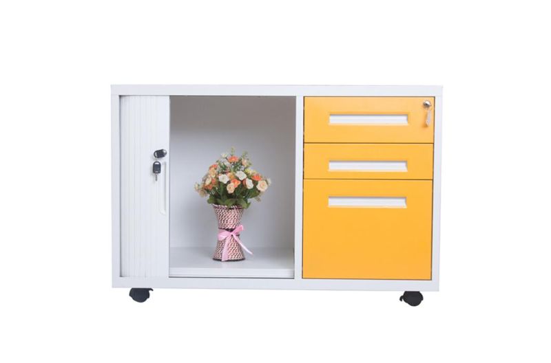 Mobile Cabinet Tambour Door Filing Cupboard with Drawers