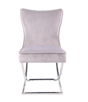 Wholesale Velvet Stainless Steel Luxury Dining Chair Metal Leg Velvet Fabric Stainless Steel Chairs