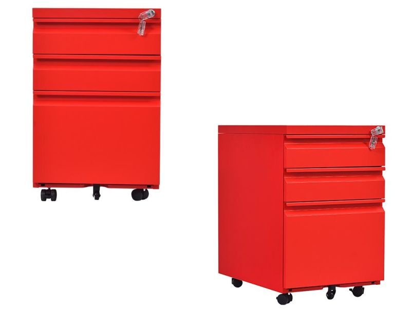 Pedestal Movable Storage 3 Drawer Iron Mobile Filing Cabinet