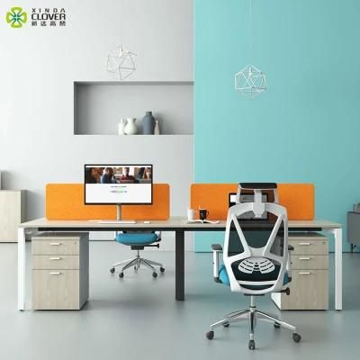 4 Seater Office Table Desk Modern Office Furniture Workstation with Mobile Storage with Separator Bar