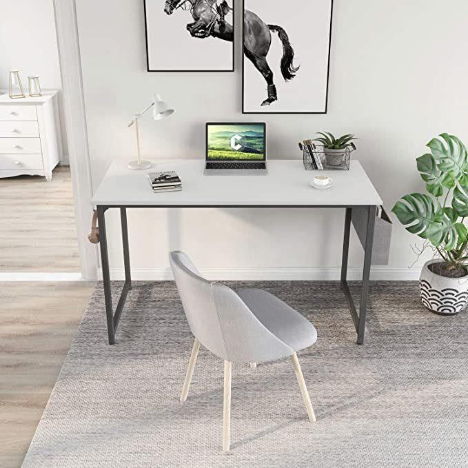 Nova Home Office White Writing Table for Small Spaces 40 Inch Modern Study PC Desk