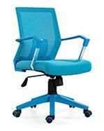 Blue Corner Cut Armrest MID Back Mesh Swivel Game Chair with Castors