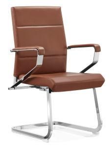Brown PU Ergonomic Design Laptop Visitor Metal Director Manager Leisure Chair