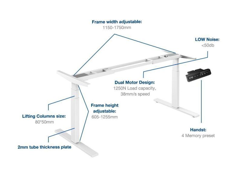 Jiecang 80mm/S High Speed Low Noise Electric Lifting Height Adjustable Office Furniture Desk