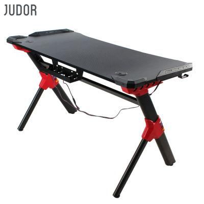 Judor Cool Design Computer PC Gaming Desks Computer Desk Gaming Table with LED Light Gaming Desk