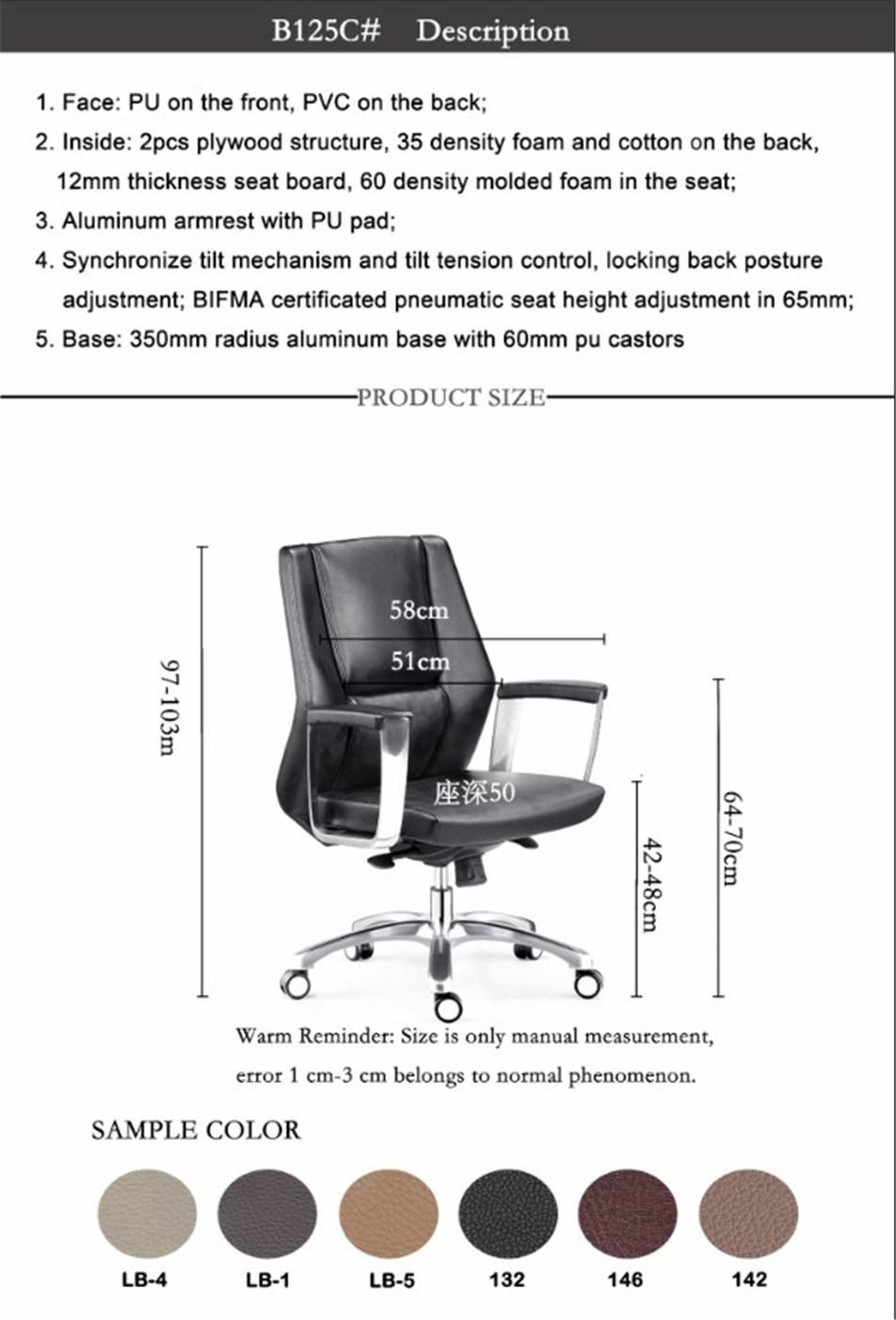 Fit Body MID Back Leather Executive Boss Manager Office Chair with Armrest
