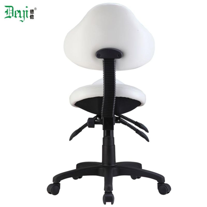 Nylon Base Leather Upholstery Ergonomic Design Commercial Functional Furniture Office Saddle Chair with Back