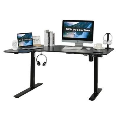 Elites Supplier Directly Wholesale L-Shaped Black Adjustable Standing Desk Electric Desk