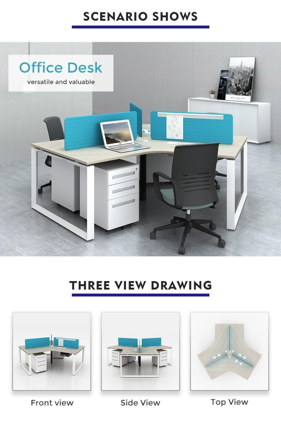Commercial Office Furniture Modular 120 Degree Office Desk 3 Person Workstation