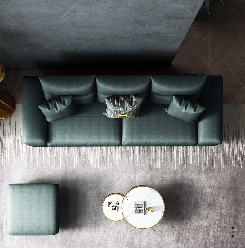 Chinese Factories Sell Classic Spacious Luxury Green Leather Sofas