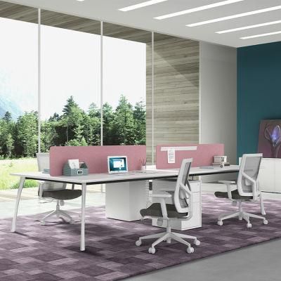 Standard Size Office Furniture Modern 4 Person Office Desk Workstation with Fixed Wooden Pedestal