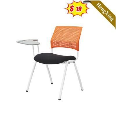 Modern Office Furniture Orange Backrest Black Fabric Foam Cushion White Metal Frame Training Chair